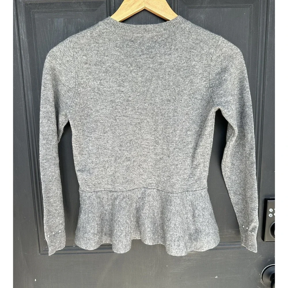Autumn Cashmere Kids Studded Peplum Sweater‎ Coin Silver Gray Size 12 NWT